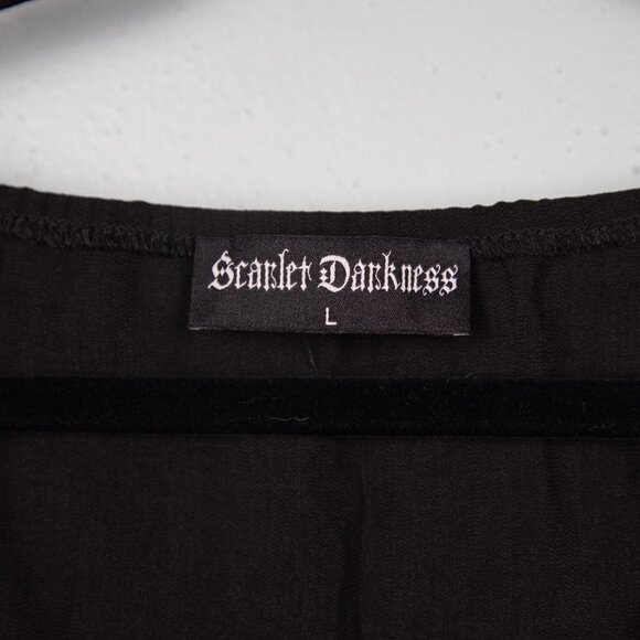 Scarlet Darkness black lace trim drawstring black dress-L - Picture 6 of 8